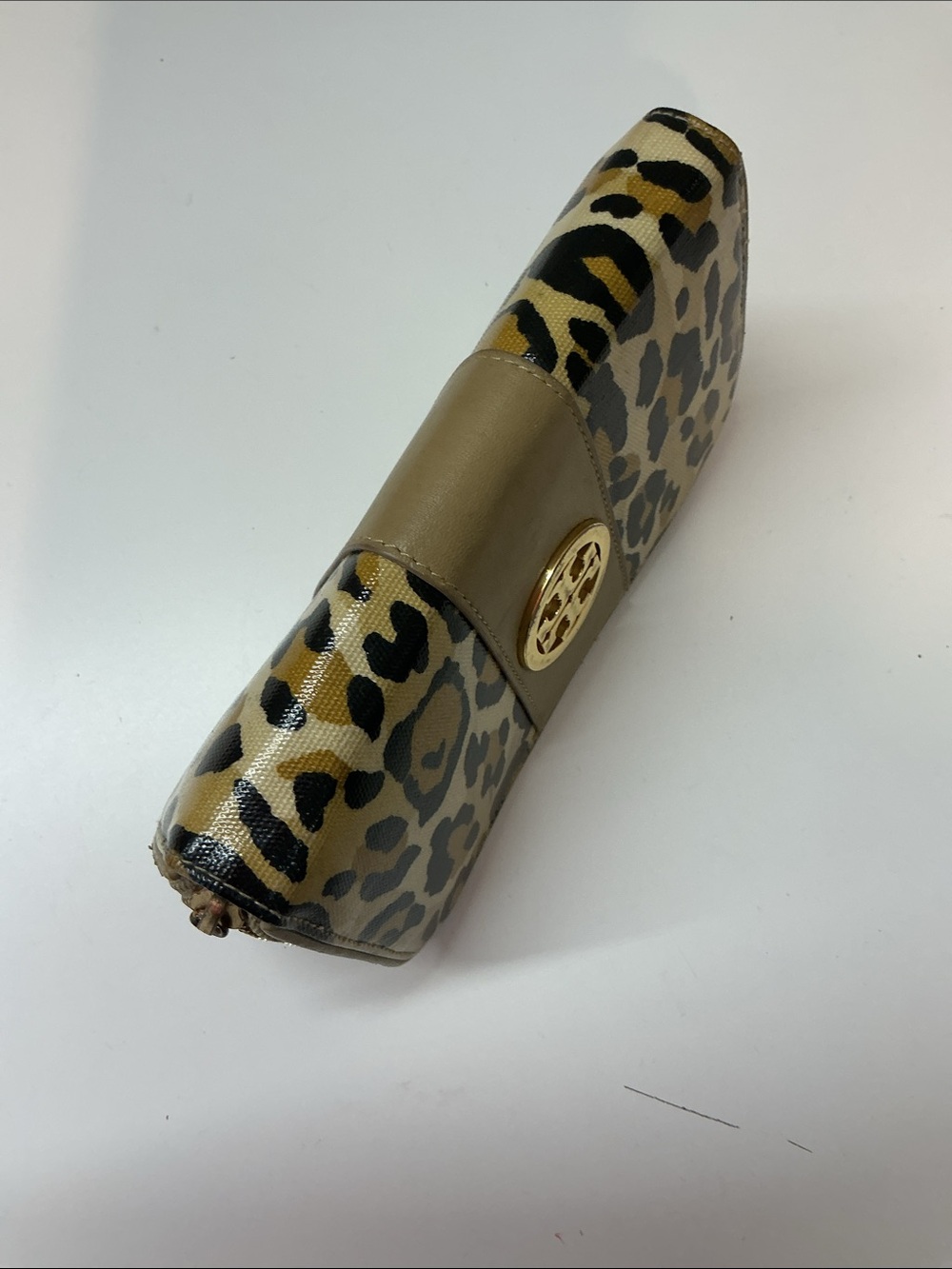 Tory Burch Leopard Print Zip Around Continental Wallet Gold Medallion Logo - Picture 7 of 12